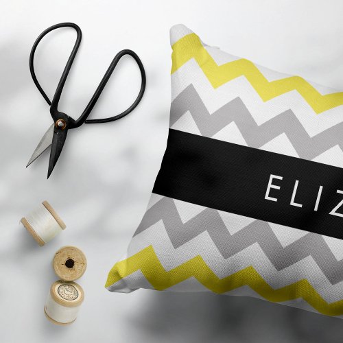 Zigzag Pattern Chevron Pattern Yellow Your Name Accent Pillow