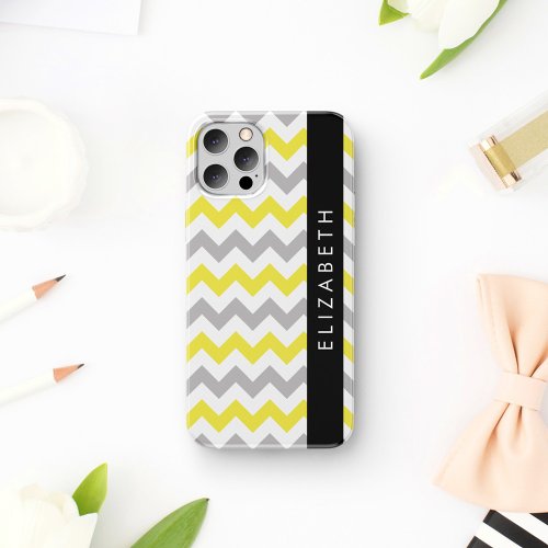 Zigzag Pattern Chevron Pattern Yellow Your Name iPhone 12 Pro Case