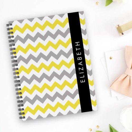 Zigzag Pattern Chevron Pattern Yellow Your Name Notebook