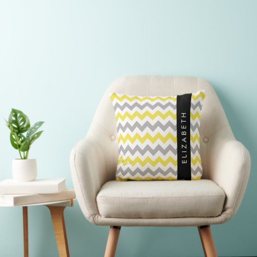 Zigzag Pattern Chevron Pattern Yellow Your Name Throw Pillow