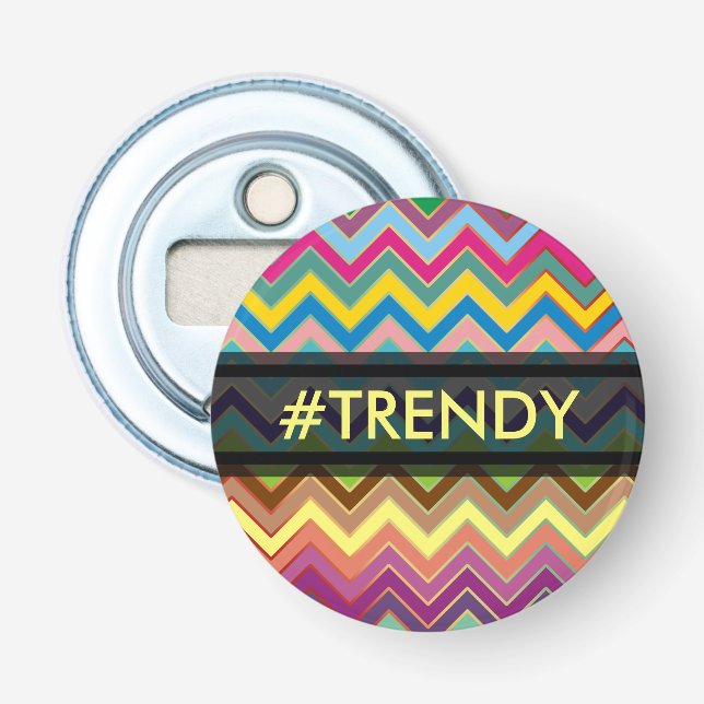 ZIGZAG pattern - colored + your text Bottle Opener (Front)