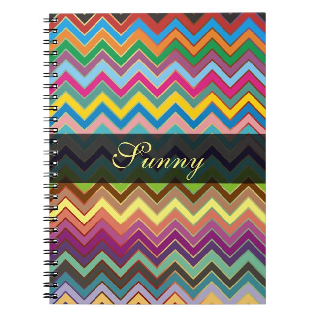 ZIGZAG pattern - colored + your text Notebook (Front)