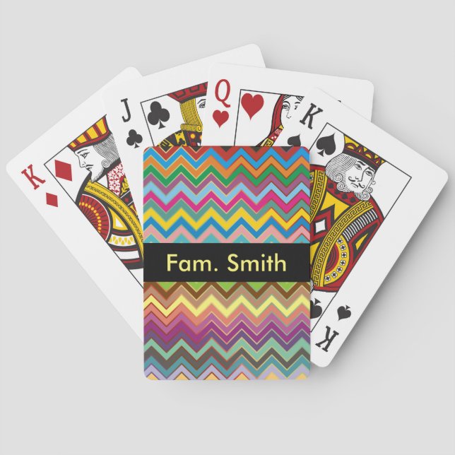 ZIGZAG pattern - colored + your text Poker Cards (Back)