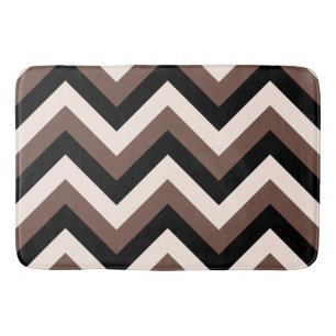Zigzag Pattern Cream Black Brown Bath Mat