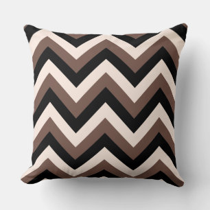 Zigzag Pattern Cream Black Brown Throw Pillow