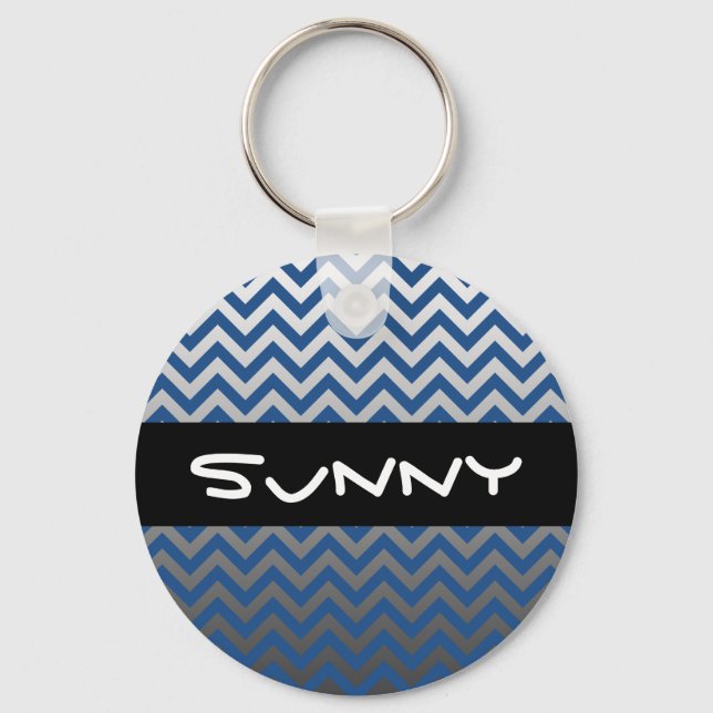 ZIGZAG pattern - gray gradients + your backgr. Keychain (Front)
