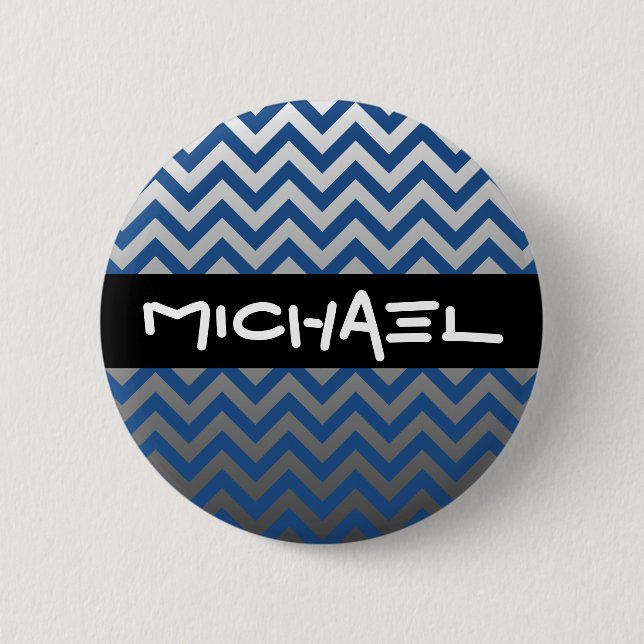 ZIGZAG pattern - grey gradients + your backgr. Pinback Button (Front)