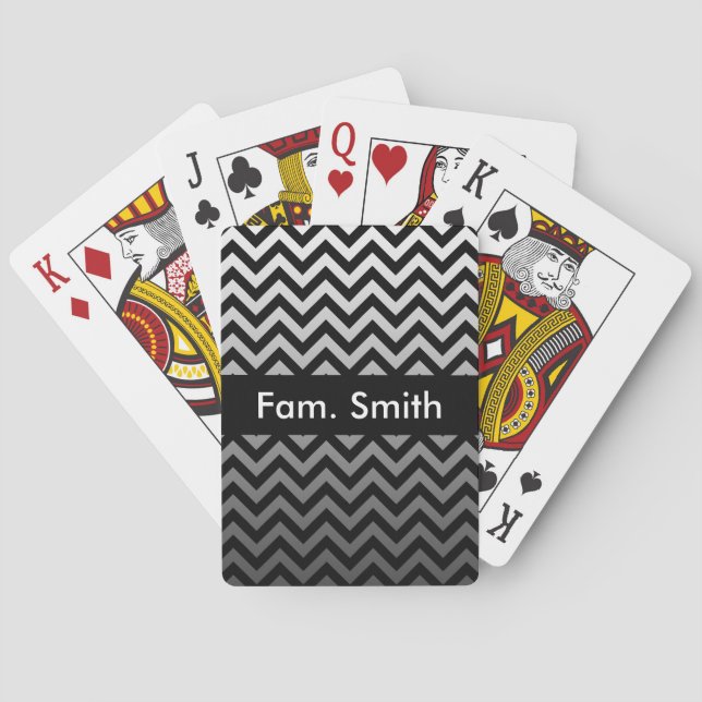 ZIGZAG pattern - grey gradients + your backgr. Poker Cards (Back)