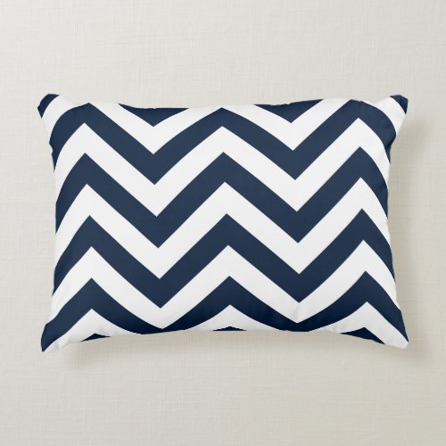 Zigzag Pattern Navy Blue  White Decorative Pillow