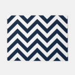Zigzag Pattern Navy Blue &amp; White Doormat at Zazzle