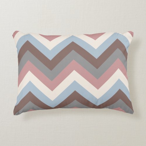 Zigzag Pattern Taupe Grey Pink Cream  Blue Decorative Pillow