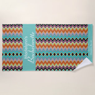 Zigzag Pattern Wedding Party Favor Personalized Beach Towel
