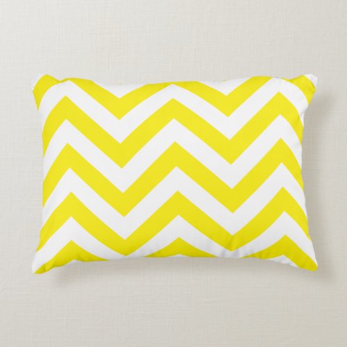 Zigzag Pattern Yellow  White Accent Pillow