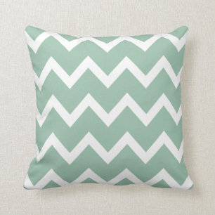 Zigzag Pillow with Grayed Jade Green Chevron