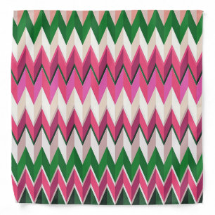 Zigzag Pink and Green Print Adult Bandana