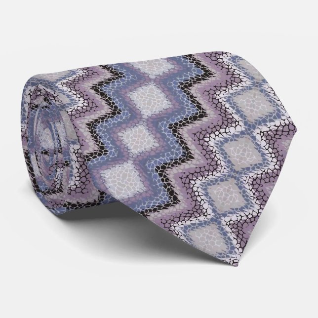 Zigzag purple giraffe neck tie (Rolled)