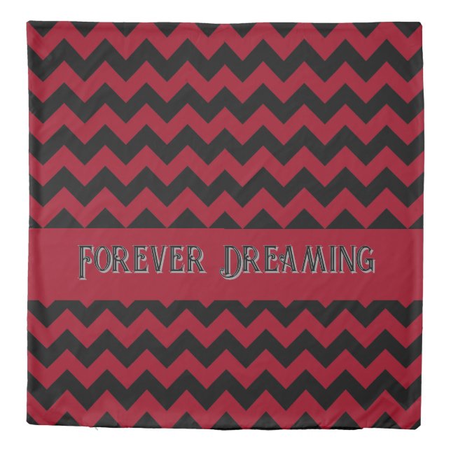 ZigZag Red Black QueenDuvet Cover (Back)