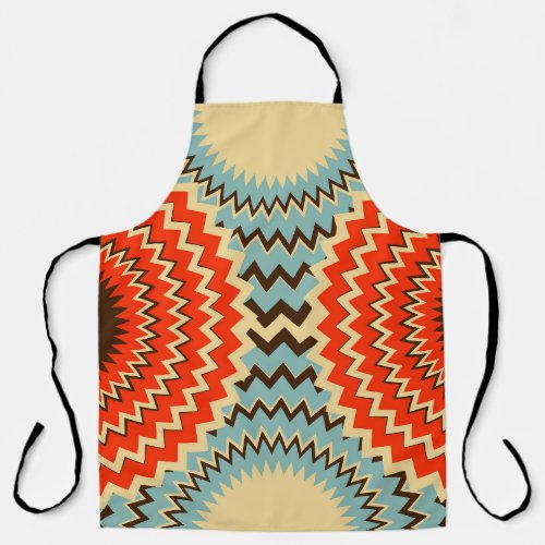 Zigzag Rings Eyes Blue Red Apron