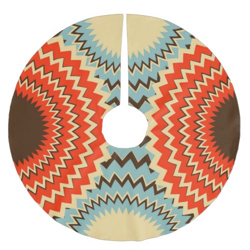 Zigzag Rings Eyes Blue Red Brushed Polyester Tree Skirt