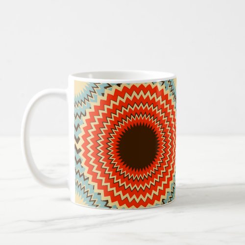 Zigzag Rings Eyes Blue Red Coffee Mug