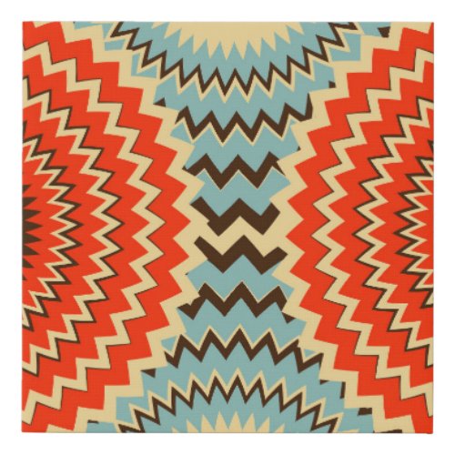 Zigzag Rings Eyes Blue Red Faux Canvas Print