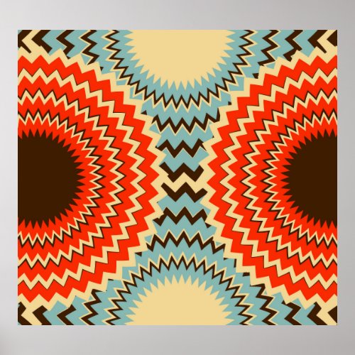 Zigzag Rings Eyes Blue Red Poster