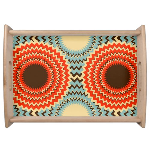 Zigzag Rings Eyes Blue Red Serving Tray
