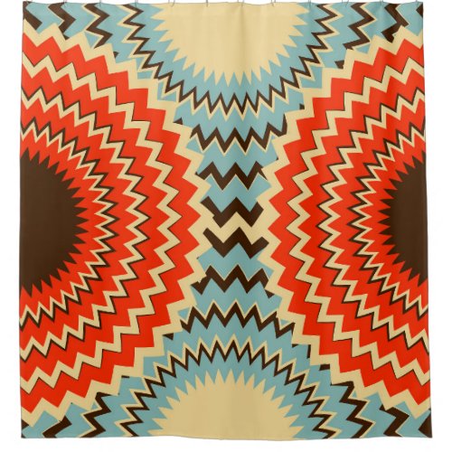 Zigzag Rings Eyes Blue Red Shower Curtain