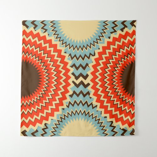 Zigzag Rings Eyes Blue Red Tapestry