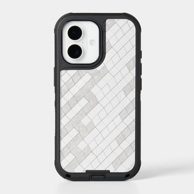 zigzag squares in gray... otterbox iPhone case (Back)