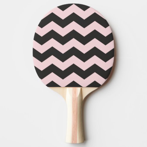 Zigzag Stripe Pink Whisper and Black Color Ping Pong Paddle
