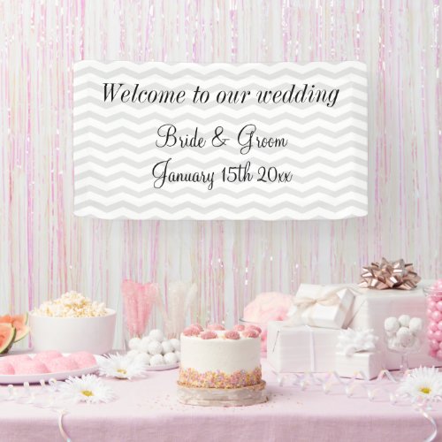 Zigzag stripe wedding party welcome banner sign