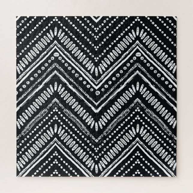 Zigzag Stripes: Hand Drawn Ethnic Jigsaw Puzzle (Vertical)