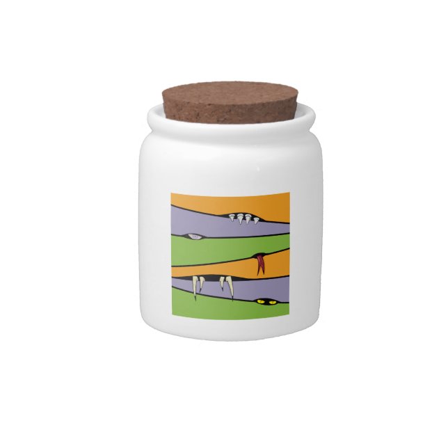 Zigzag Stripes in Halloween Theme Candy Jar (Front)