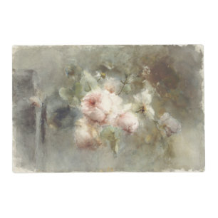 Zigzag Stripes & Vintage Floral Painting Placemat