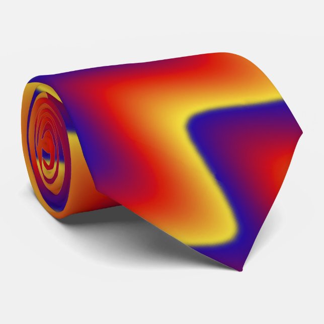 zigzag tie, red, blue, yellow tie (Rolled)