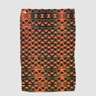 ZigZag triangles on gradient sepia, orange salmon Golf Towel