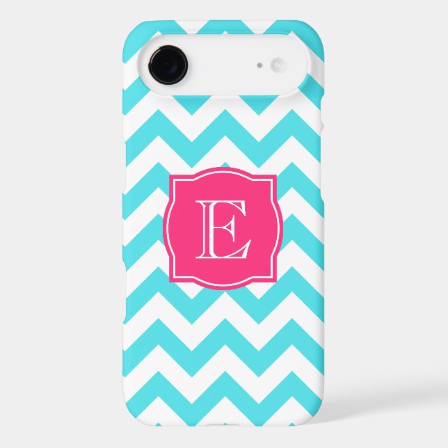 Zigzag Turquoise and Pink Custom Monogram Case-Mate iPhone Case (Back)