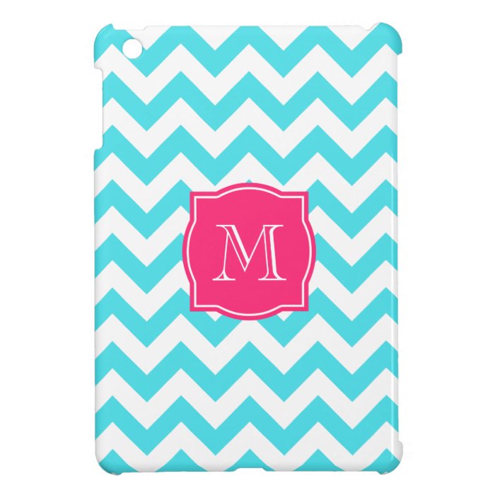 Zigzag Turquoise and Pink Custom Monogram iPad Mini Case