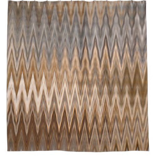 Zigzag Wavy Brown Beige Grey Gray Pattern Shower Curtain