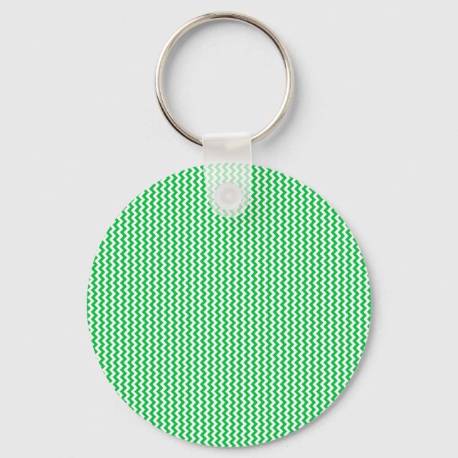Zigzag - White and Dark Pastel Green Keychain (Front)