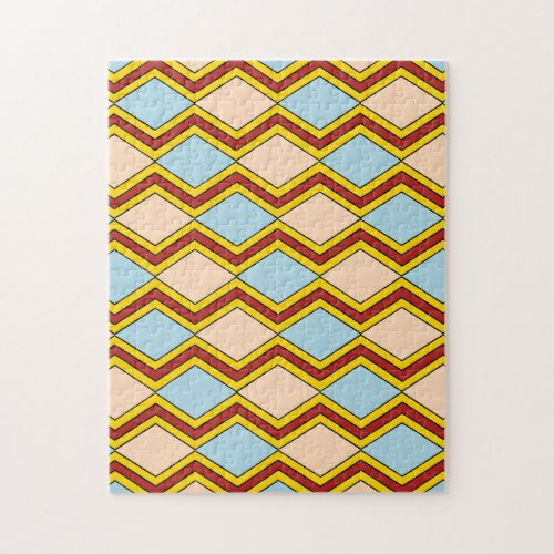 Zigzags and Diamonds Abstract Art Jigsaw Puzzle