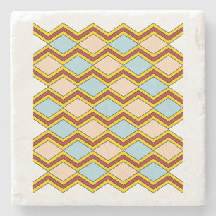 Zigzags and Diamonds Abstract Art Stone Coaster