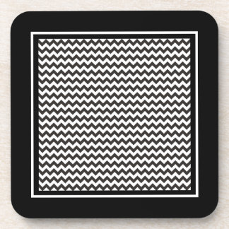 Zigzags Cork Coaster, Black and White Chevrons Beverage Coaster