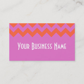Zigzags Magenta and Orange Chevrons Business Card