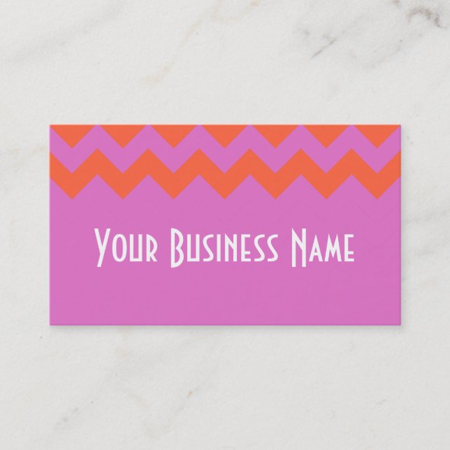 Zigzags Magenta and Orange Chevrons Business Card (Front)