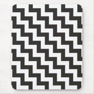 Zigzags Mousepad, Black and White Chevrons Mouse Pad