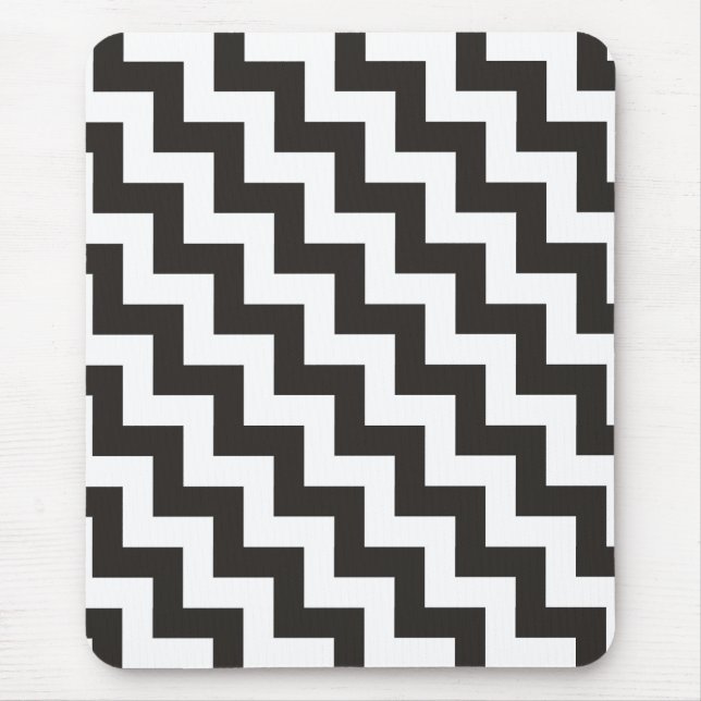 Zigzags Mousepad, Black and White Chevrons Mouse Pad (Front)