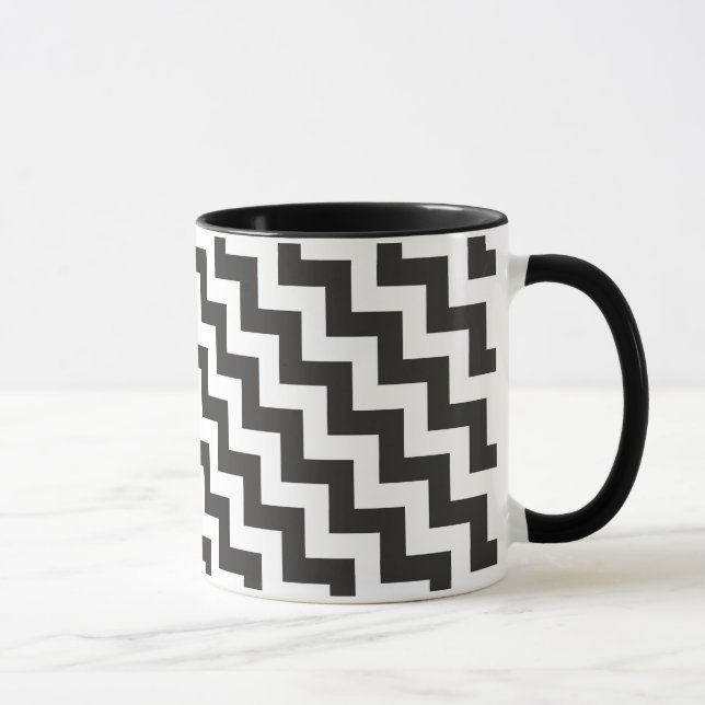 Zigzags Ringer Mug, Black and White Chevrons Mug (Right)