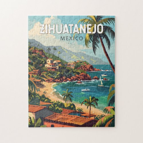 Zihuatanejo Mexico Travel Art Vintage Jigsaw Puzzle